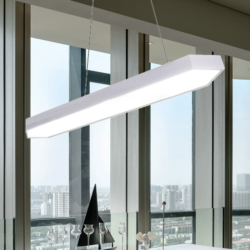 Modern Metal Linear Pendant Lighting with LED, White/Black/Silver, Hanging Lamp Kit in Multiple Light Options and Widths