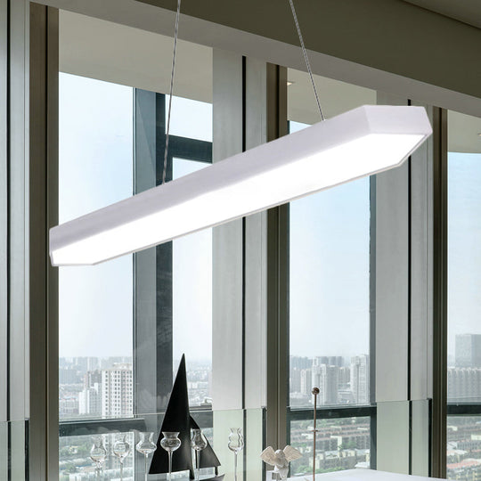 Modern Metal Linear Pendant Lighting with LED, White/Black/Silver, Hanging Lamp Kit in Multiple Light Options and Widths