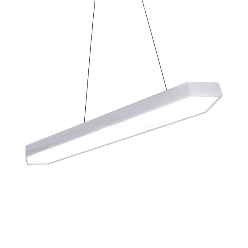 Modern Metal Linear Pendant Lighting with LED, White/Black/Silver, Hanging Lamp Kit in Multiple Light Options and Widths