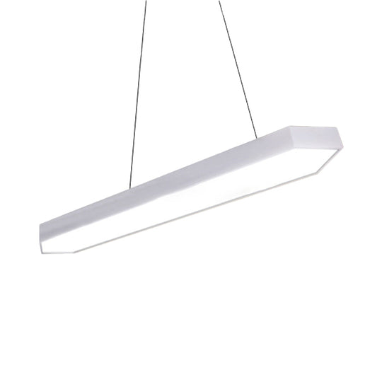 Modern Metal Linear Pendant Lighting with LED, White/Black/Silver, Hanging Lamp Kit in Multiple Light Options and Widths