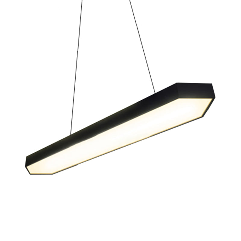 Modern Metal Linear Pendant Lighting with LED, White/Black/Silver, Hanging Lamp Kit in Multiple Light Options and Widths