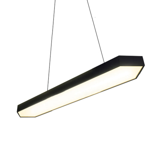 Modern Metal Linear Pendant Lighting with LED, White/Black/Silver, Hanging Lamp Kit in Multiple Light Options and Widths