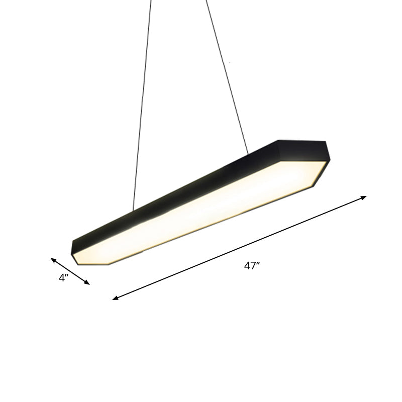 Modern Metal Linear Pendant Lighting Kit - Led White/Black/Silver Hanging Lamp In White/Warm/Natural