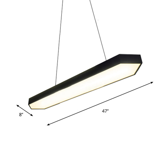 Modern Metal Linear Pendant Lighting Kit - Led White/Black/Silver Hanging Lamp In White/Warm/Natural