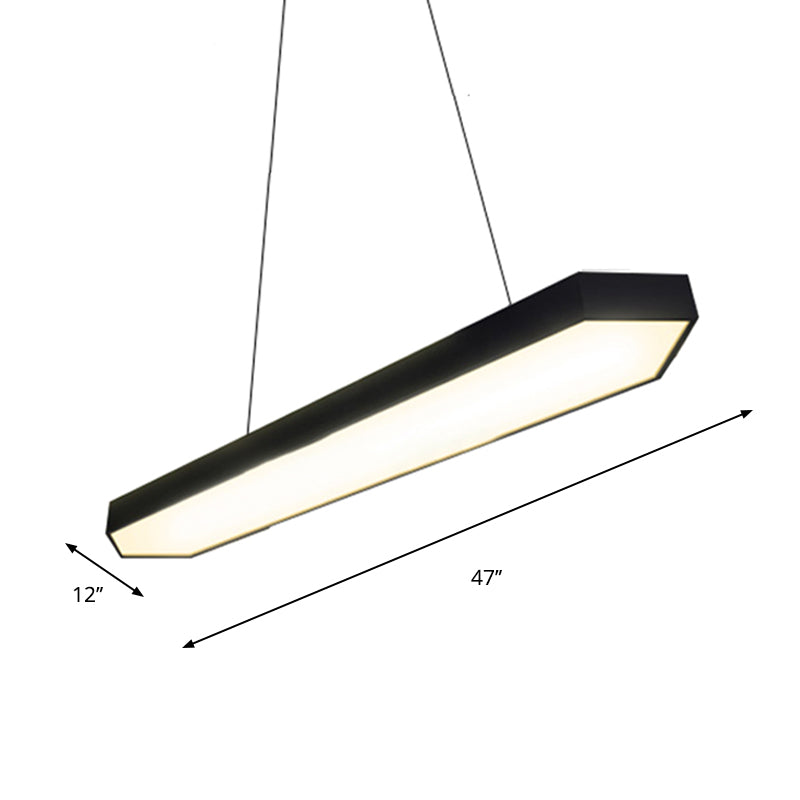 Modern Metal Linear Pendant Lighting with LED, White/Black/Silver, Hanging Lamp Kit in Multiple Light Options and Widths