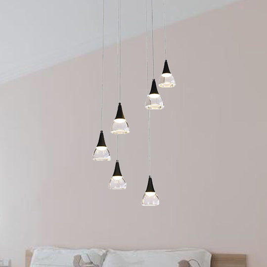 Ludovica - Cluster Conical Cluster Drop Pendant Modern Acrylic 5/6-Light Black Hanging Ceiling Light for Bedroom Living Room