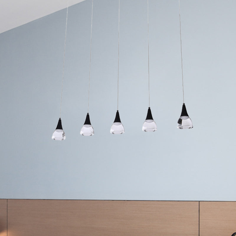 Ludovica - Cluster Conical Drop Pendant Modern Acrylic 5/6-Light Black Hanging Ceiling Light For