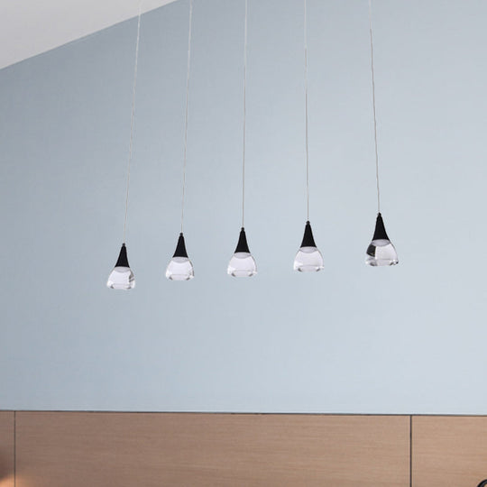 Ludovica - Cluster Conical Drop Pendant Modern Acrylic 5/6-Light Black Hanging Ceiling Light For