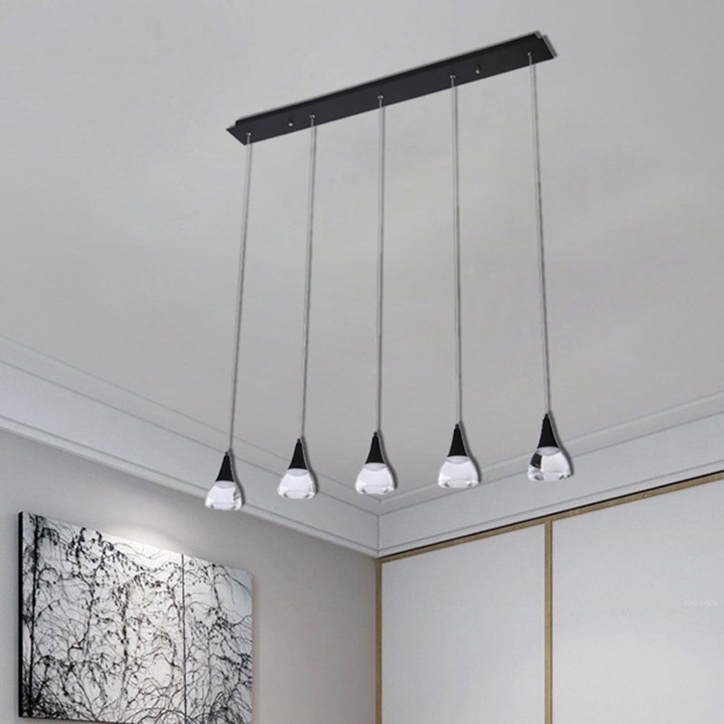 Ludovica - Cluster Conical Drop Pendant Modern Acrylic 5/6-Light Black Hanging Ceiling Light For
