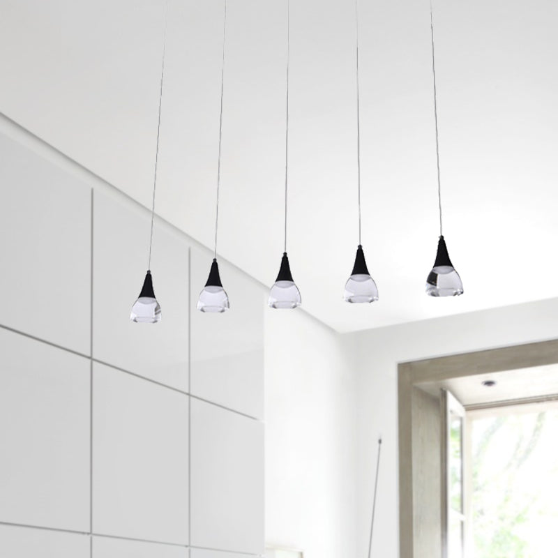 Ludovica - Cluster Conical Drop Pendant Modern Acrylic 5/6-Light Black Hanging Ceiling Light For