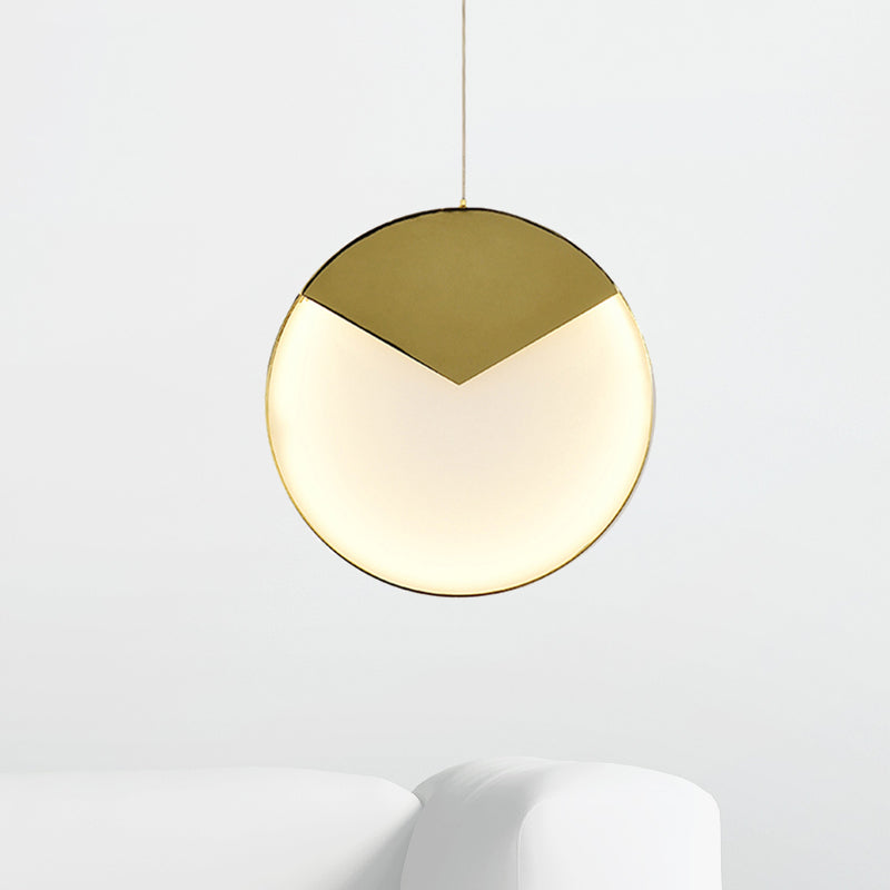 LED Gold Milk Glass Pendant Ceiling Lamp for Modern Living Room"