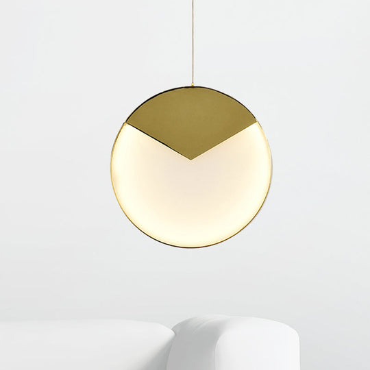 LED Gold Milk Glass Pendant Ceiling Lamp for Modern Living Room"