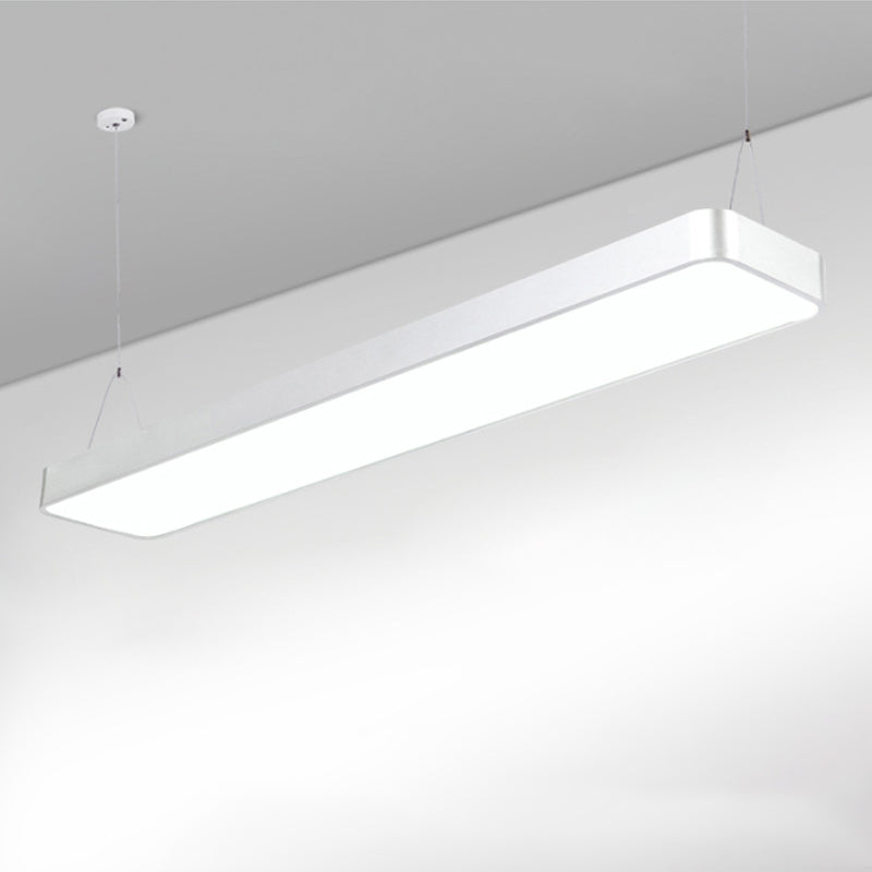Sleek Rectangular LED Hanging Light - Minimal Silver/Black/White - 23.5"/35.5"/47" Long - 5"/8"/12" Wide