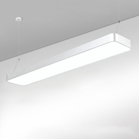 Sleek Rectangular LED Hanging Light - Minimal Silver/Black/White - 23.5"/35.5"/47" Long - 5"/8"/12" Wide