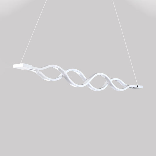 25.5"/39" Modern White Wavy LED Pendant Light - Wide Acrylic Suspension for Island Ceiling in Warm/White/Natural Light