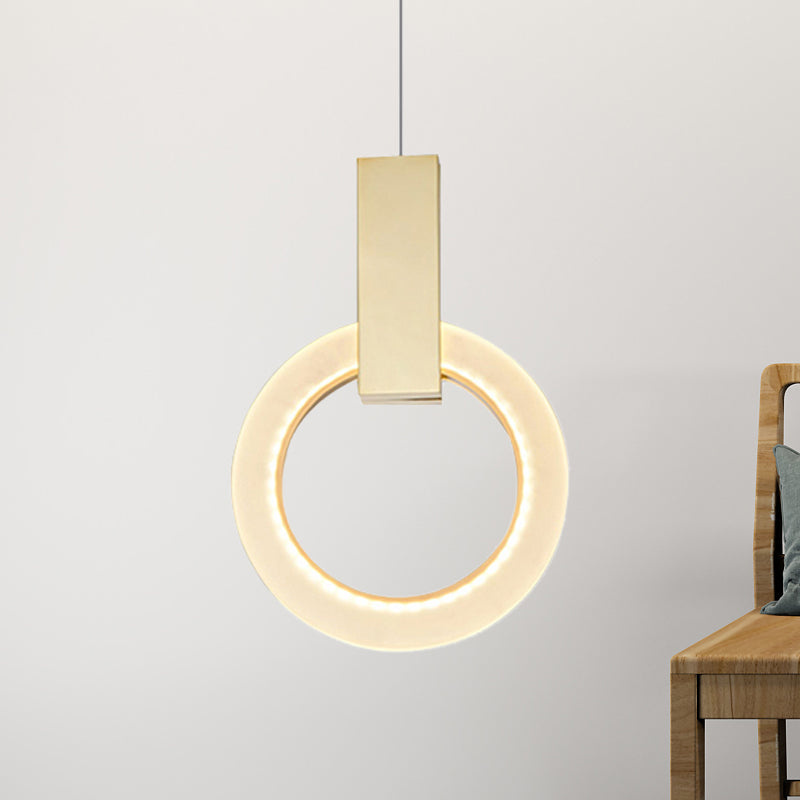Modern Acrylic Gold Ring Pendant Light - 8"/12"/16" Dia, 1-Light Ceiling Fixture