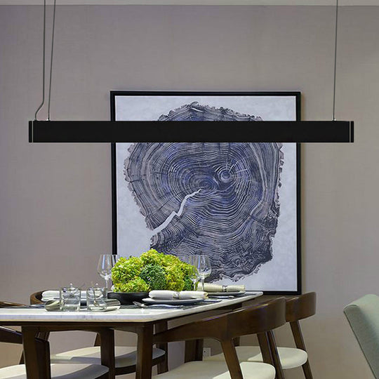 Minimal Metal LED Linear Pendant Lamp - White/Black Hanging Light Kit in White/Warm/Natural Light