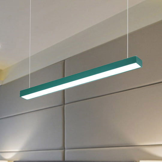 Modern Rectangular Linear Pendant Lighting - Vibrant LED Metal Hanging Lamp for Office