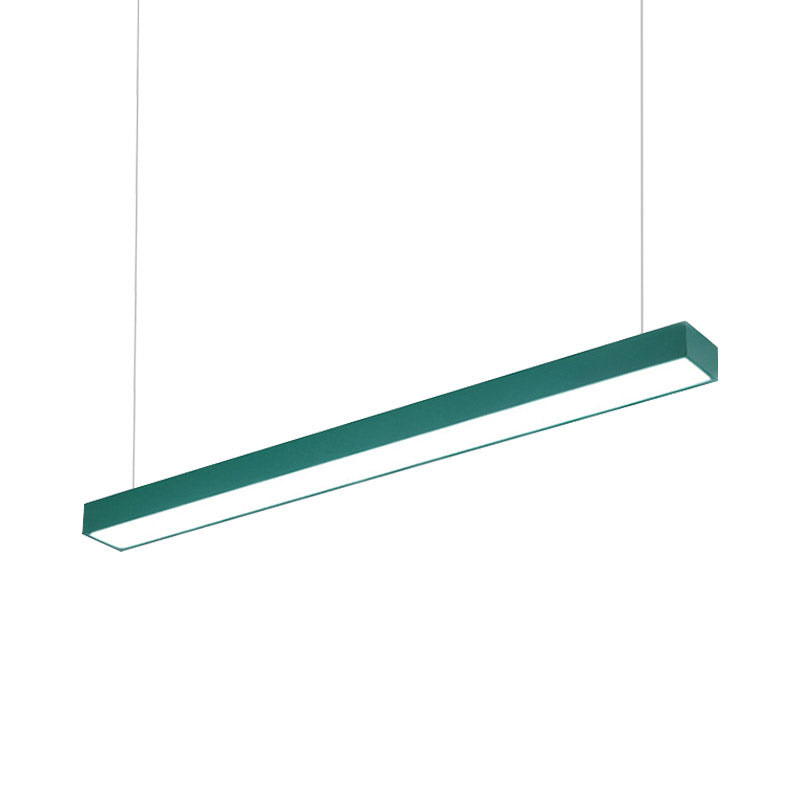 Linear Led Hanging Lamp For Office Vibrant Yellow/Green/Blue Rectangular Minimal Pendant Lighting
