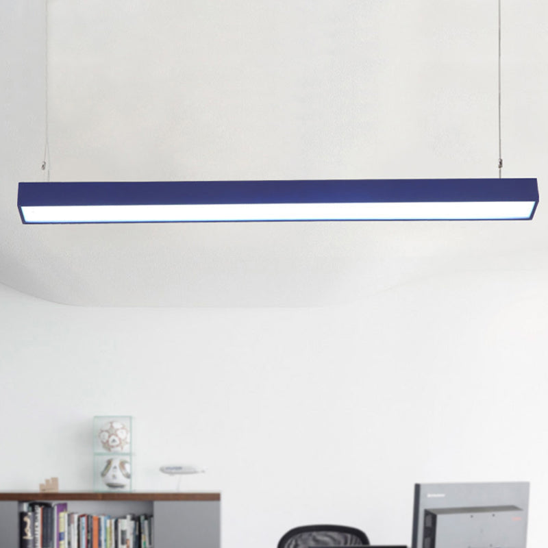 Modern Rectangular Linear Pendant Lighting - Vibrant LED Metal Hanging Lamp for Office