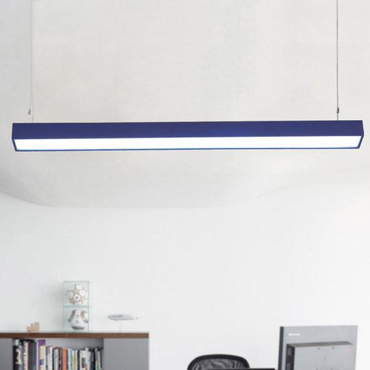 Modern Rectangular Linear Pendant Lighting - Vibrant LED Metal Hanging Lamp for Office