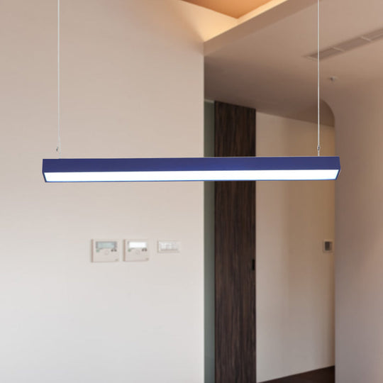 Modern Rectangular Linear Pendant Lighting - Vibrant LED Metal Hanging Lamp for Office