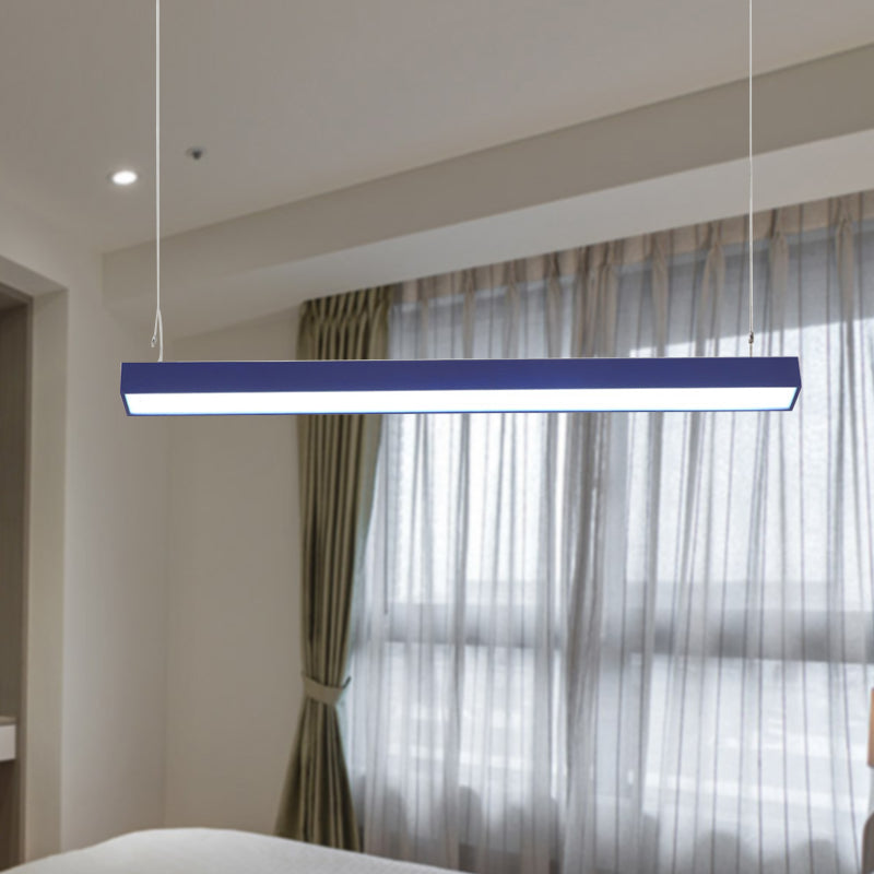 Modern Rectangular Linear Pendant Lighting - Vibrant LED Metal Hanging Lamp for Office