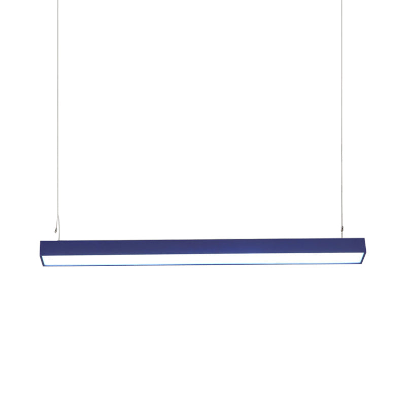 Linear Led Hanging Lamp For Office Vibrant Yellow/Green/Blue Rectangular Minimal Pendant Lighting