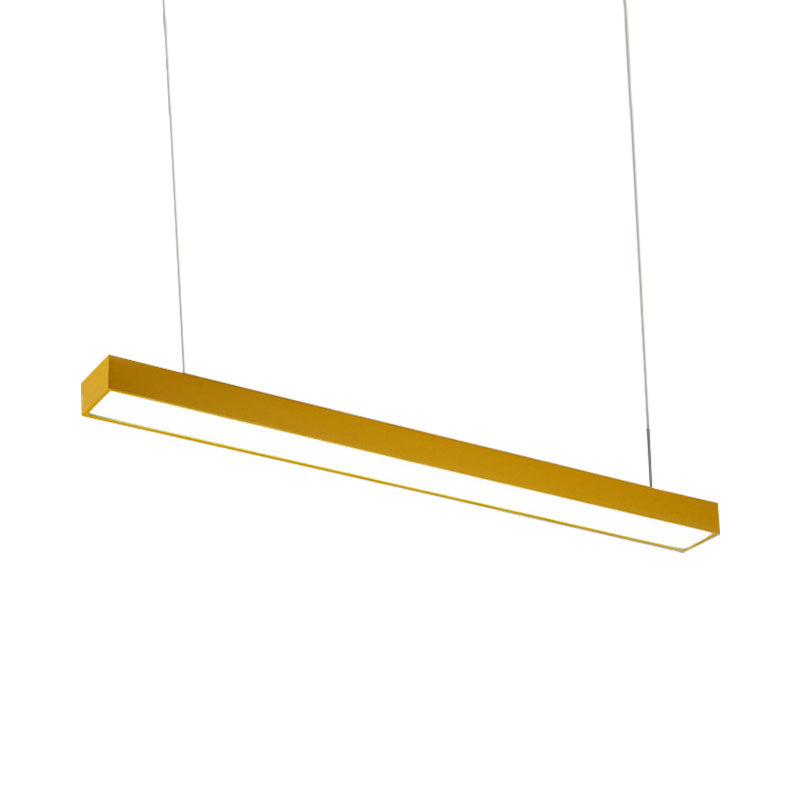 Linear Led Hanging Lamp For Office Vibrant Yellow/Green/Blue Rectangular Minimal Pendant Lighting