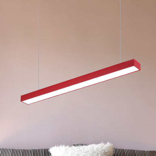 Modern Rectangular Linear Pendant Lighting - Vibrant LED Metal Hanging Lamp for Office