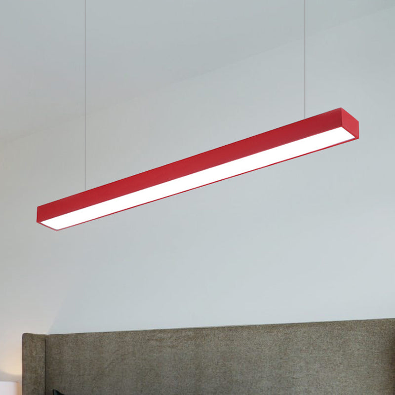 Linear Led Hanging Lamp For Office Vibrant Yellow/Green/Blue Rectangular Minimal Pendant Lighting