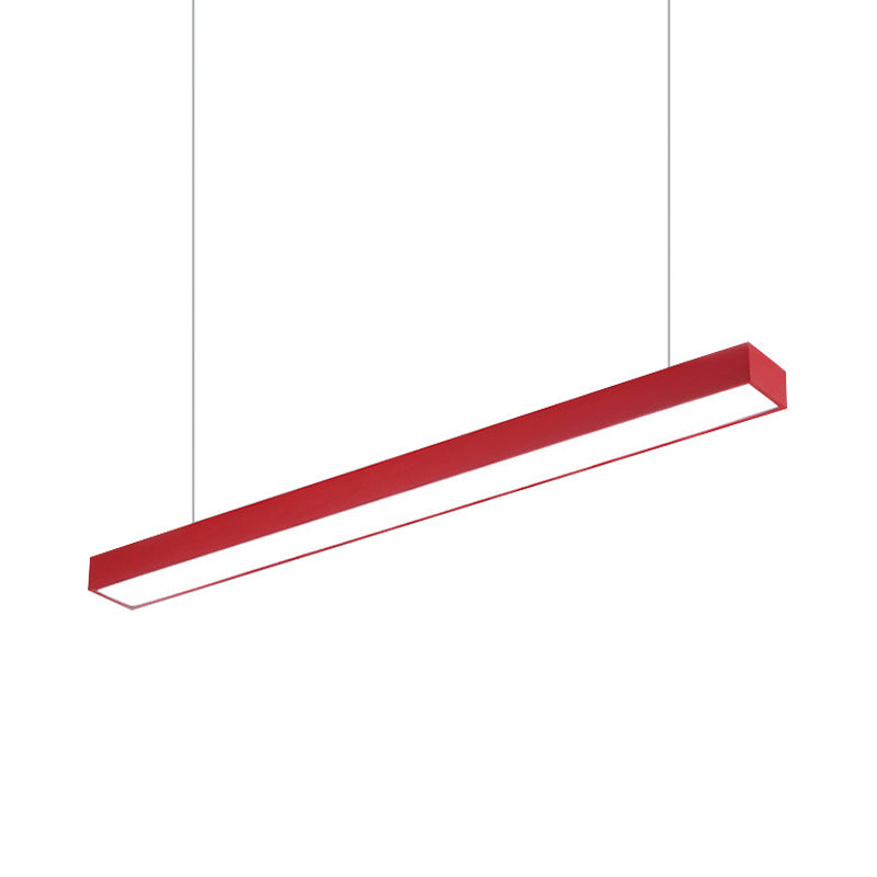 Linear Led Hanging Lamp For Office Vibrant Yellow/Green/Blue Rectangular Minimal Pendant Lighting