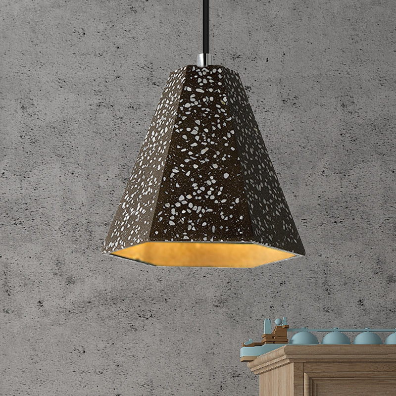 Geometric Cement Pendant Lighting - Simplicity Black/White/Yellow Hanging Light