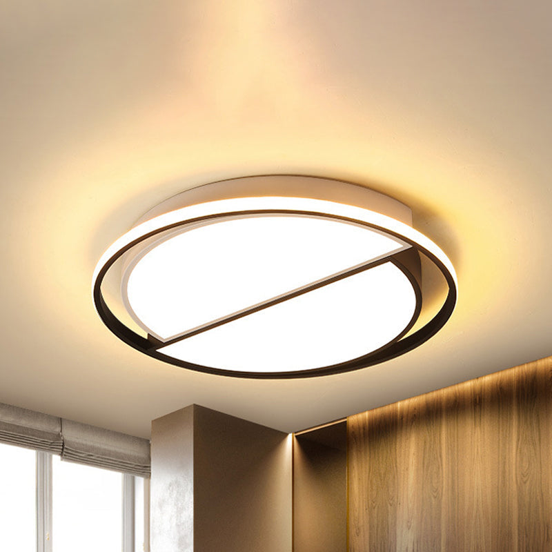 Contemporary Black Metal Flush Mount Lamp with LED Ceiling Fixture for Bedroom, 2 Sizes Available