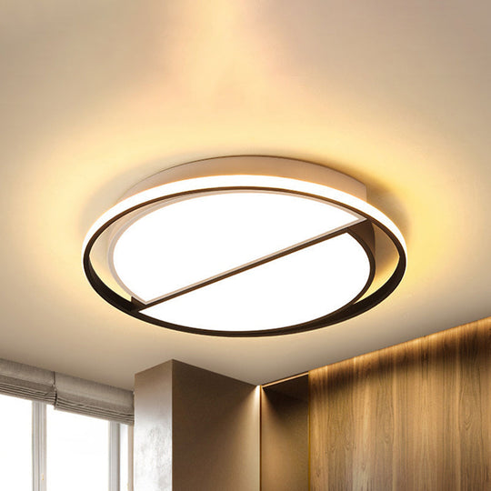 Contemporary Black Metal Flush Mount Lamp with LED Ceiling Fixture for Bedroom, 2 Sizes Available