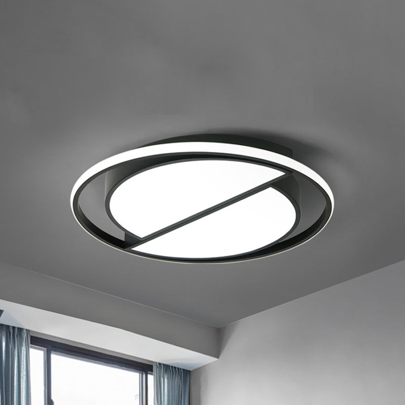 Contemporary Black Metal Flush Mount Lamp with LED Ceiling Fixture for Bedroom, 2 Sizes Available