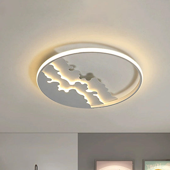LED Bedroom Flush Light - 16"/19.5"/23.5" Dia, Ceiling Mounted Lamp in White/Black - Warm/White Light