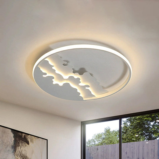 LED Bedroom Flush Light - 16"/19.5"/23.5" Dia, Ceiling Mounted Lamp in White/Black - Warm/White Light