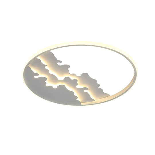 LED Bedroom Flush Light - 16"/19.5"/23.5" Dia, Ceiling Mounted Lamp in White/Black - Warm/White Light