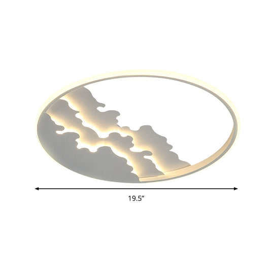 LED Bedroom Flush Light - 16"/19.5"/23.5" Dia, Ceiling Mounted Lamp in White/Black - Warm/White Light