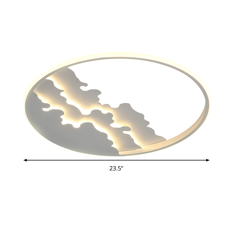 LED Bedroom Flush Light - 16"/19.5"/23.5" Dia, Ceiling Mounted Lamp in White/Black - Warm/White Light