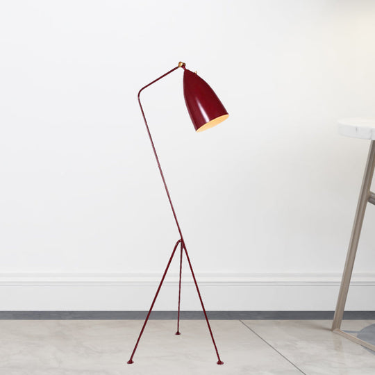 Modern Tripod Floor Lamp With Bell Shade - Metallic Design 1 Light Black/White Perfect For Bedroom