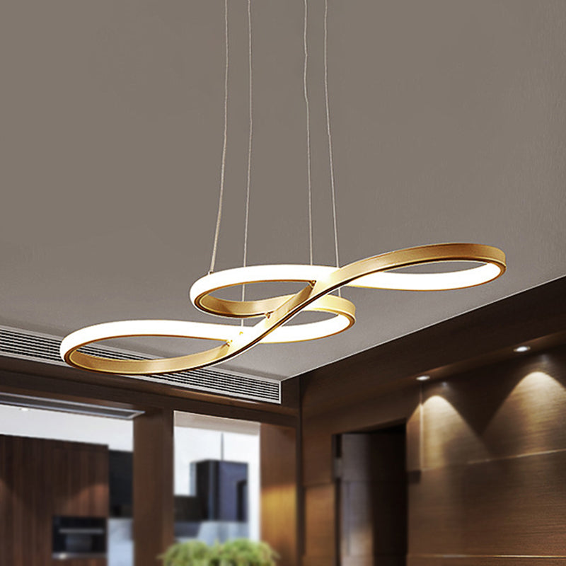 Modern Led Ceiling Pendant With Acrylic Shade: Black/White/Gold Twisted Hanging Lamp -