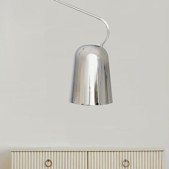 Modern 1-Light Dining Room Pendant with Metal Bell Shade - Black/White