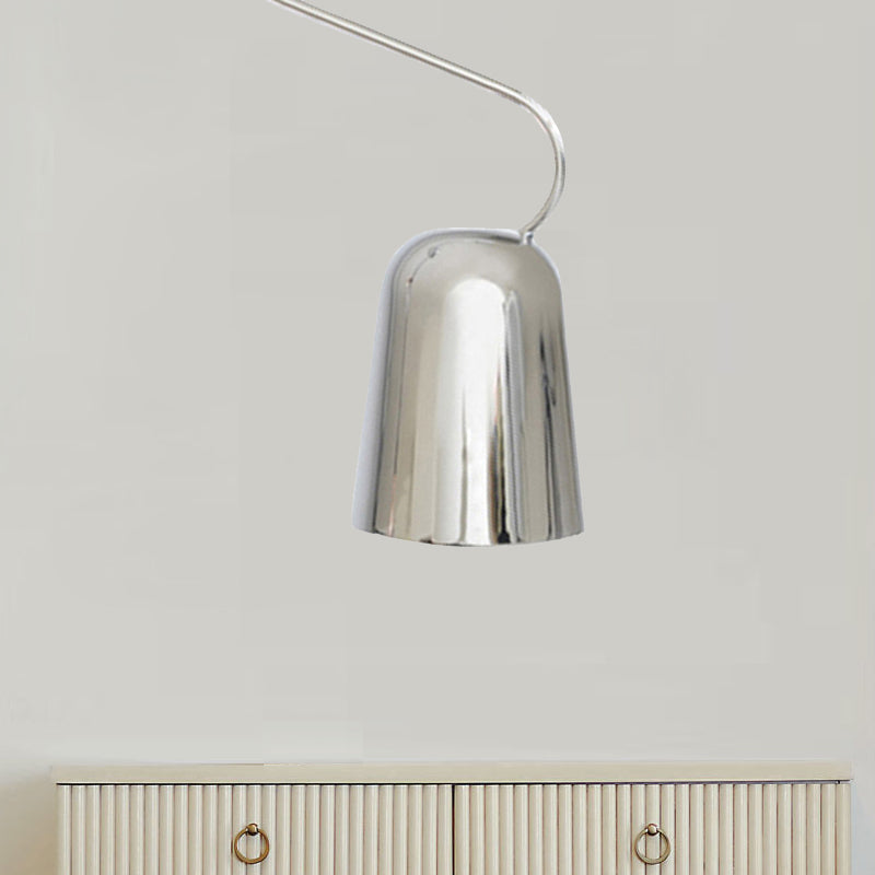 Modern 1-Light Hanging Pendant Light With Metal Bell Shade Black/White Suspension Lamp For Dining