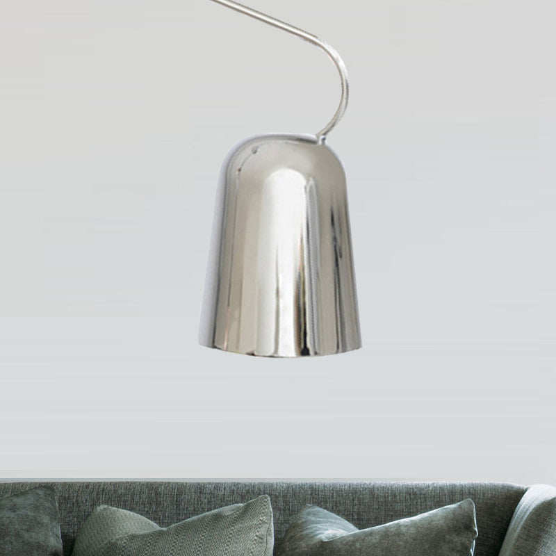 Modern 1-Light Dining Room Pendant with Metal Bell Shade - Black/White