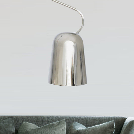 Modern 1-Light Dining Room Pendant with Metal Bell Shade - Black/White