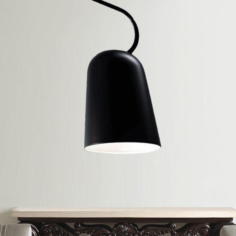 Modern 1-Light Dining Room Pendant with Metal Bell Shade - Black/White