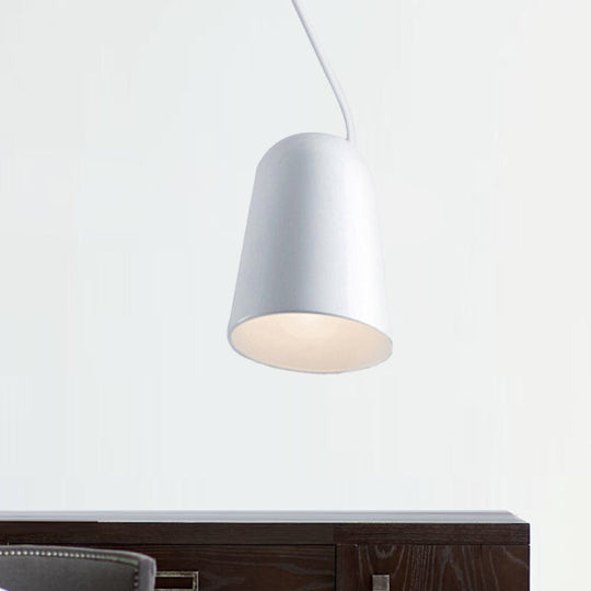 Modern 1-Light Hanging Pendant Light With Metal Bell Shade Black/White Suspension Lamp For Dining