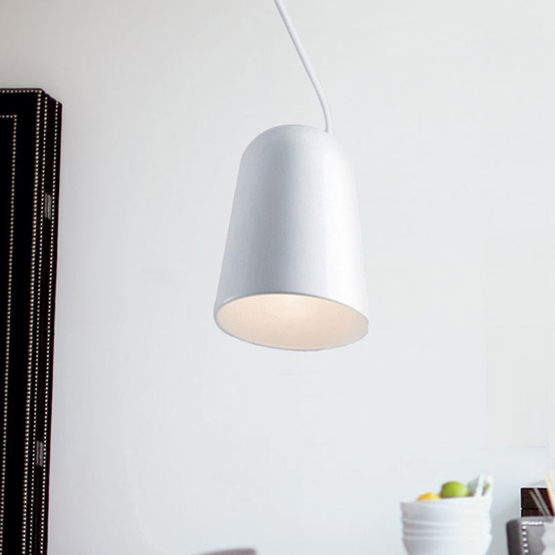 Modern 1-Light Hanging Pendant Light With Metal Bell Shade Black/White Suspension Lamp For Dining